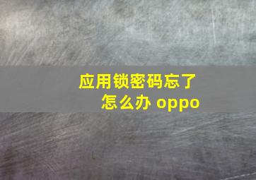 应用锁密码忘了怎么办 oppo